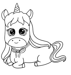 Kawai unicorns coloring pages